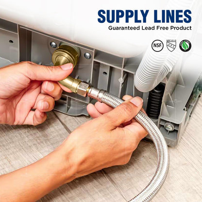 CNCT28772-OM Connector - Dishwasher Supply Line with Swivel Elbow, Braided Stainless Steel, 72 Inch