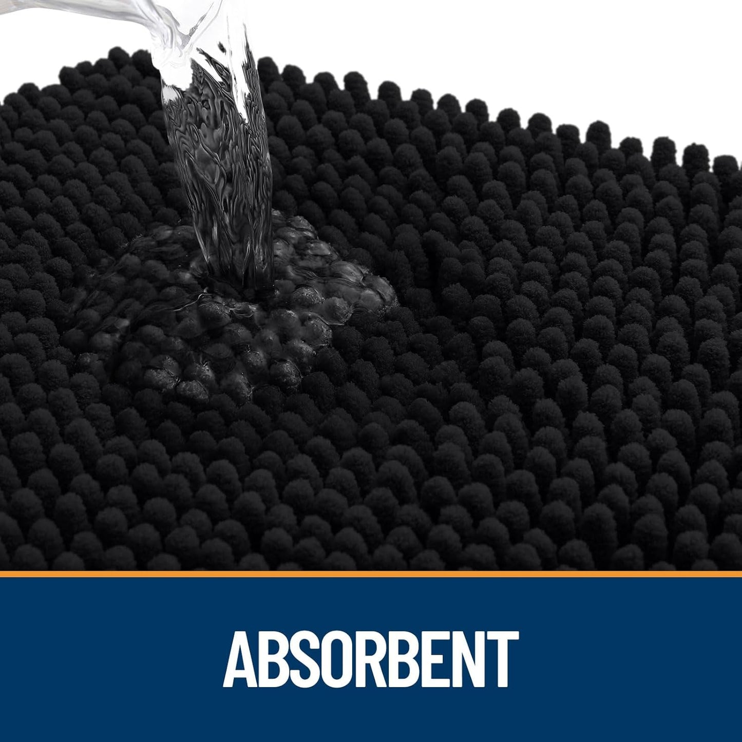 OLANLY Dog Door Mat - Absorbent Non-Slip Chenille Mat for Muddy Paws | 70x46 Inches, Quick Dry, Black