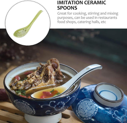 8pcs Melamine Soup Spoons for Chinese Asian Soup, Ramen, Noodle, Porridge Dinner