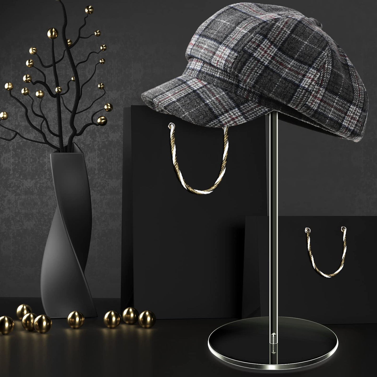 Chunful 4 Sets Acrylic Hat Stand Holder Wig Display Rack Clear Pedestal Stand Baseball Hat Rack Round Acrylic Risers for Tabletop Display Watch Jewelry(12 Inch)