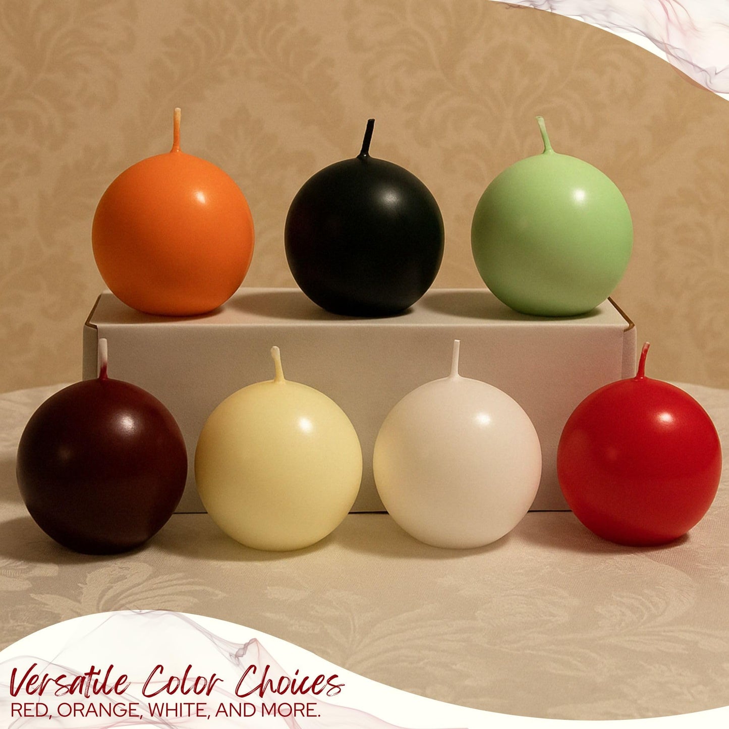 Biedermann & Sons Ivory Round Candles (Set of 4), Unscented Dripless Balls, 2.5" Spheres, 8 Hour Burn, for Mantels Shelves and Tabletop Displays