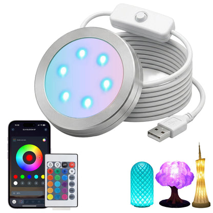 Smart LED Lamp Kit 001 for Bambu Lab 3D Printing,IR&APP Control RGB Puck Light,DIY Hardware for MakerWorld Models, Timer & Group Control,MH001 USB 5V Small Round Lamp Kit for 3D Printed Light(1 Pack)
