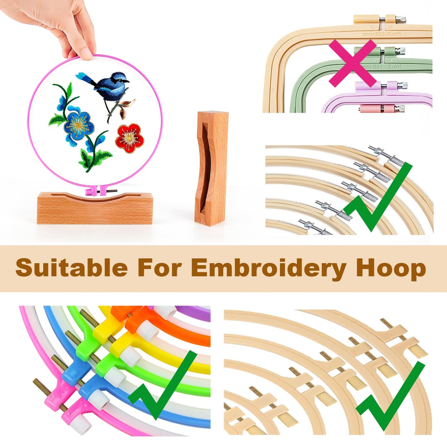 Embroidery Hoop Display Stand 3Pack Suitable Embroidery Hoop Frame,Cross Stitch Stand Base Embroidery Display Stand Display Cross Stitch Hoop Frame Stand (Suitable 7-9.6IN Frame)