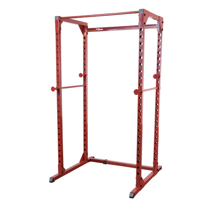 Body-Solid Best Fitness Power Rack - 14-Gauge Steel Home Gym with 500lb Capacity, Chin Bar, 23 Adjustable Safety Bars, Optional LAT & Dip Attachments, Red