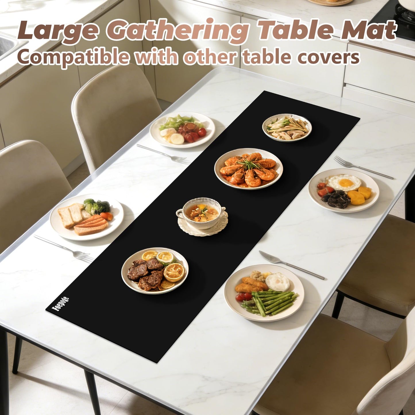 Heat-Resistant Silicone Table Protector Cover: 49.2x19.7x0.06 Inch Thick Food-Grade Table Protector for Dining Room Table for Kitchen Countertop & Counter Mat -Waterproof Tabletop Cover Pad & Crafting