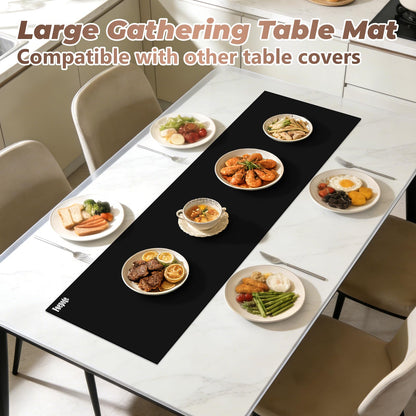Heat-Resistant Silicone Table Protector Cover: 49.2x19.7x0.06 Inch Thick Food-Grade Table Protector for Dining Room Table for Kitchen Countertop & Counter Mat -Waterproof Tabletop Cover Pad & Crafting