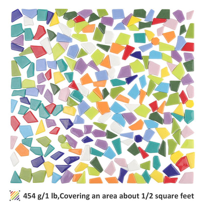 Youway Style Glass Mosaic Tiles for Crafts Bulk,454g Broken Mosaic Pieces for Crafts, Mosaic Art Crafting Supplies and DIY Mosaic Project