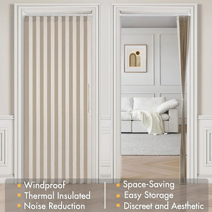 MIULEE Accordion Style Magnetic Folding Door Curtains - Pleated Cream Drapes for Room Divider | Beige, 39" x 78" Panel