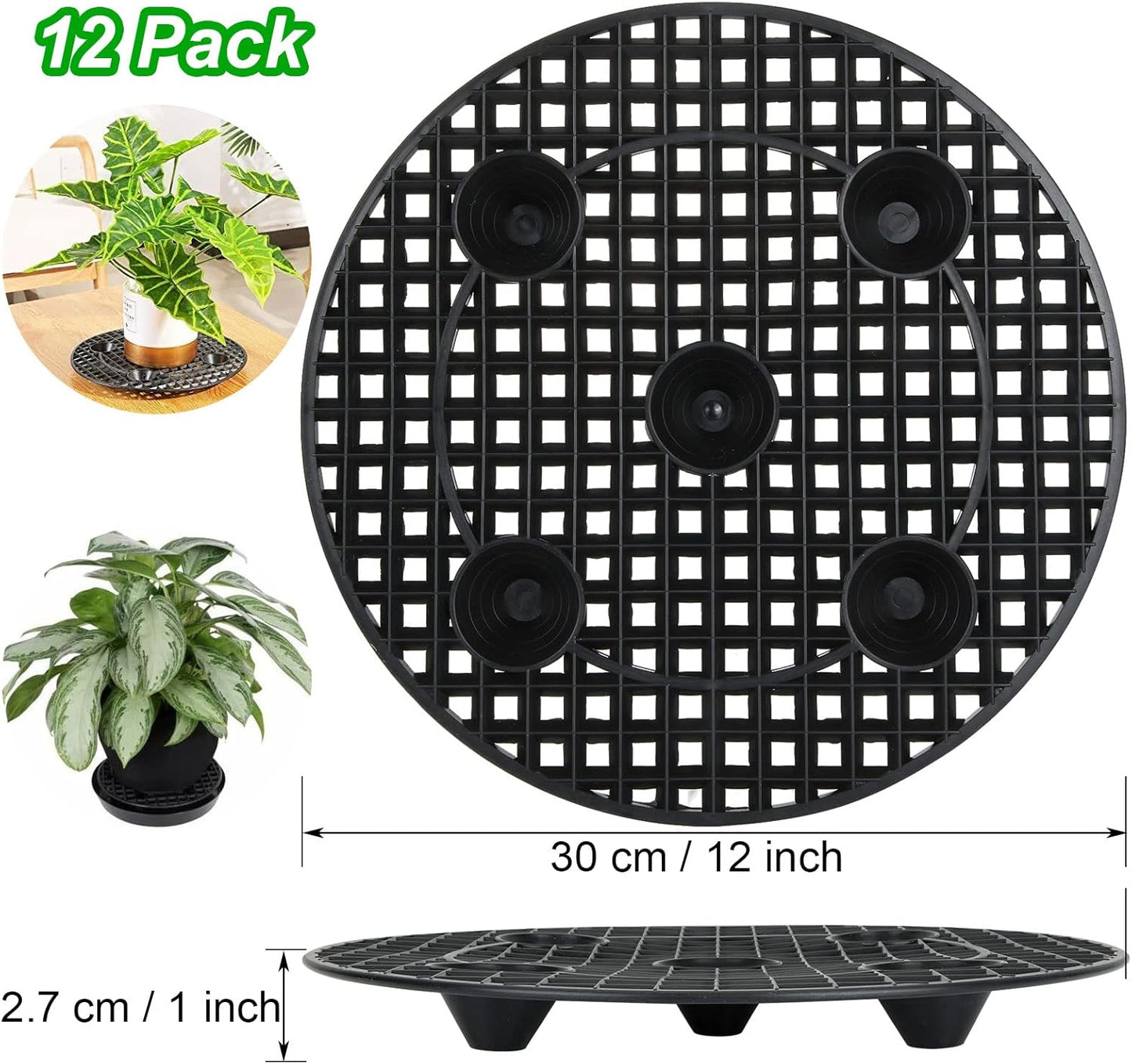 12 12 Inch PCS Plant Risers for Inside Pots - Plastic Plant Stand Pot Elevator - Plant Lifter Deck Protectors for Pots