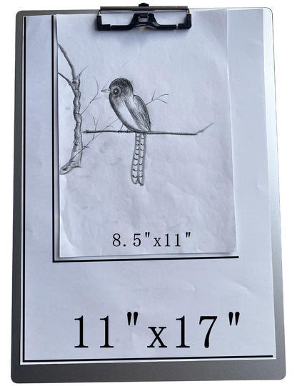 11x17 Metal Clipboard with Pen Holder,Contractor Heavy Duty A3 Size Aluminum Clipboards,Large Drawing Board with 304 Stainless Steel Clips