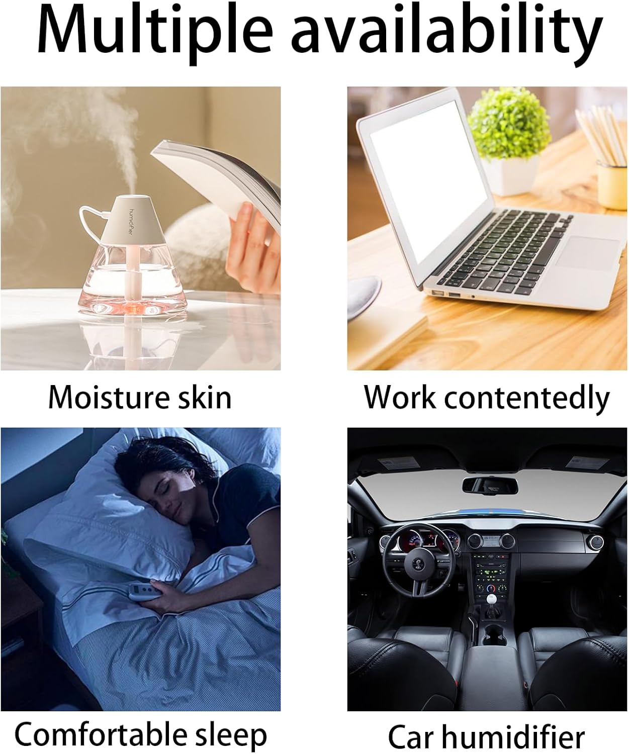 INVODA Mini Humidifiers, 260ml USB Personal Cool Mist Humidifier, Cute Volcanoes Desktop Air Humidifier with Night Light