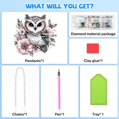Bowetile Owl Diamond Art Hanging Kits for Adults, 5D Special Shape Diamond Painting Animals Kits, Animal Gem Art Suncatchers Painting Pendant Ornament for Home Garden Wall Decor