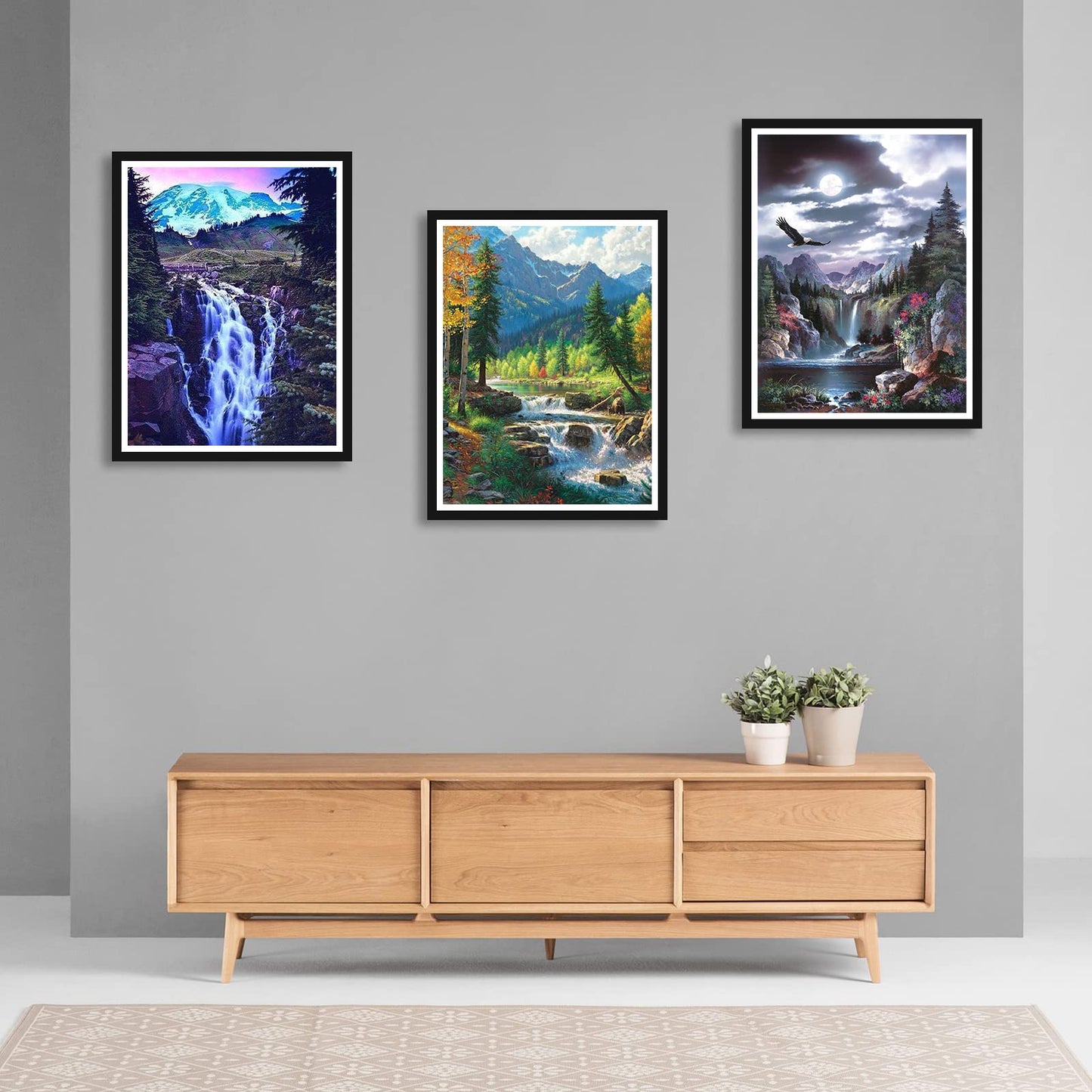 Stalente Diamond Painting Kits for Adults, 10 Pack 5D Diamond Art Kits for Beginners Round Full Drill Diamond Painting for Home Wall Decoration Gift 12×16inch, Landscape Waterfall