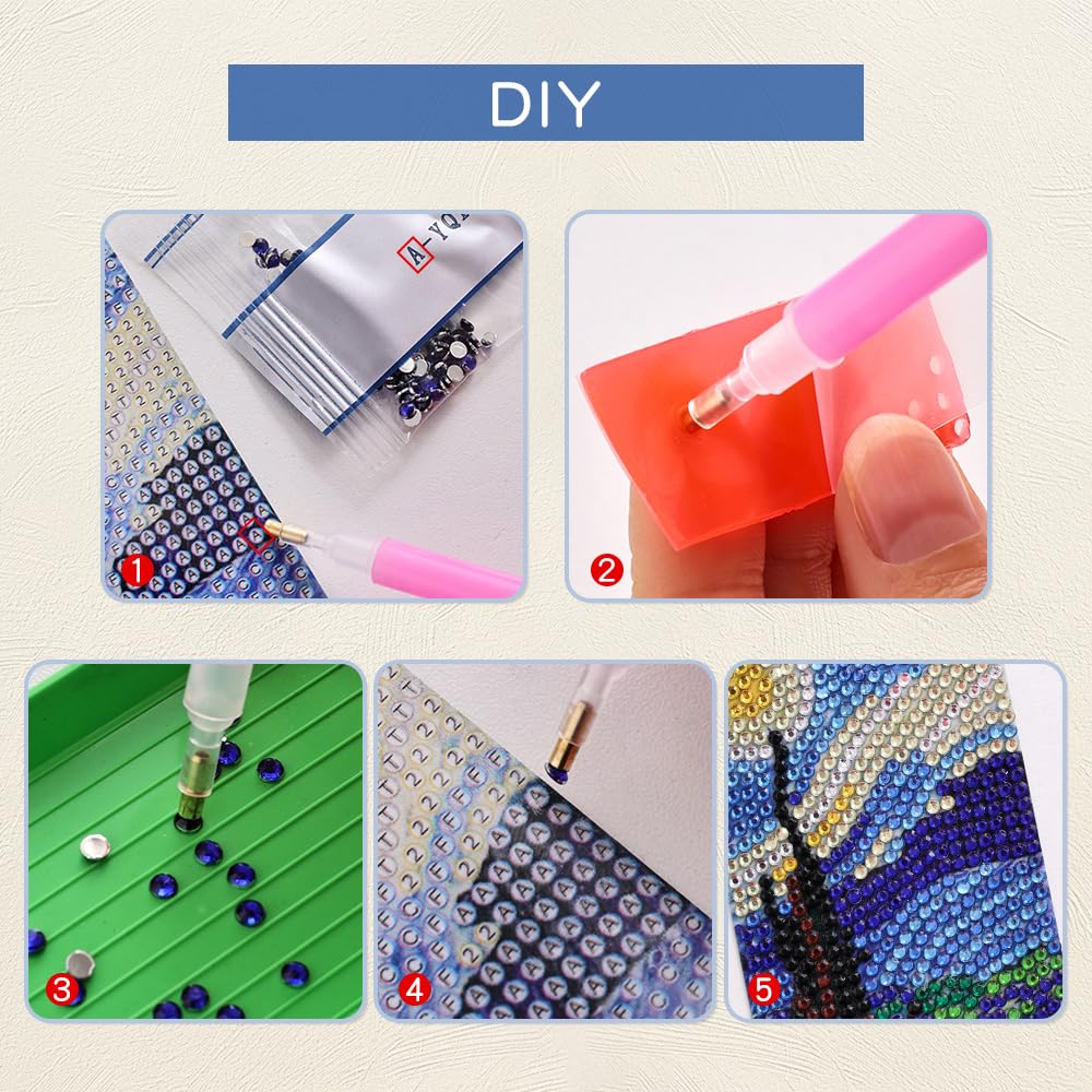 icceemee 4 pcs Oil Painting Themes Diamond Painting Bookmarks, DIY Diamond Art Kits for Adults, Book Corner - Protecting Bookmark Craft Supplies Kits for Book Lovers