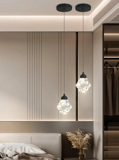 Crystal Pendant Light for Kitchen Island,Black Chandelier Lights Fixture, Hanging Lighting Ceiling Light Fixture Modern Adjustable Pendant Lighting for Dining Room Bedroom