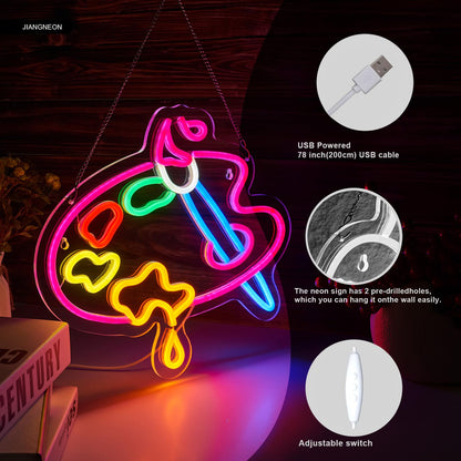 Art neon sign Paint neon light Paint Palette Neon Sign for wall decor Studio Room Painting Room Classroom Art Studio Decor Gift for Painter