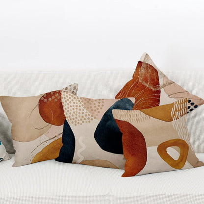 Abstract Boho Pillow Covers 18x18 Inch, Terracotta Beige Throw Pillow Cases Set of 4 for Sofa Couch