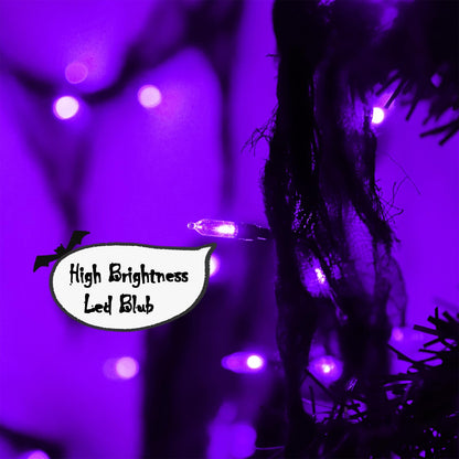 YAOZHOU Halloween Decorations String Lights Purple Indoor 30LED with Black Gauze Timer, 2 Mode Battery Operated 9.9Ft Creepy Cloth Spooky Lights, Gothic Party Room Decor(2Pack)