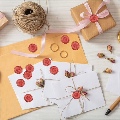 CRASPIRE 50pcs Red Wax Seal Stickers Compass Self Adhesive Wax Seal Stamp Stickers Envelope for Wedding Invitation Scrapbook DIY Craft Adhesive Waxing Party Gift Wrapping