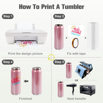 ColorSub 17 oz Sublimation Glitter Tumblers Cans, Stainless Steel Sublimation Blanks Tumblers, Double Wall Insulated Cups Set with Lid, Straw, Gift Box, 6 Pack Pink