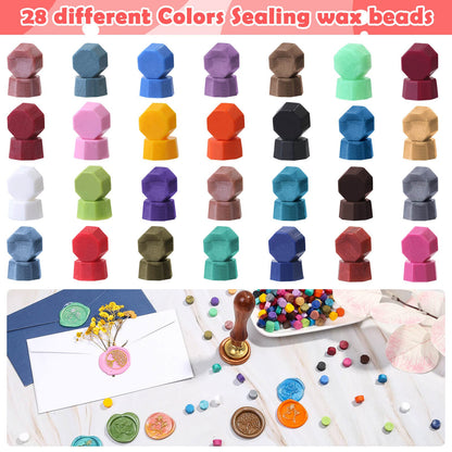 728pc Sealing Wax Beads - 28 Color Pellets for Letter Stamp Sealing & DIY Craft