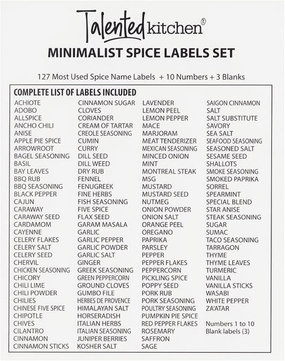 Talented Kitchen 140 Pack of Minimalist Spice Jar Labels, Preprinted Water Resistant Stickers (Gold Text)