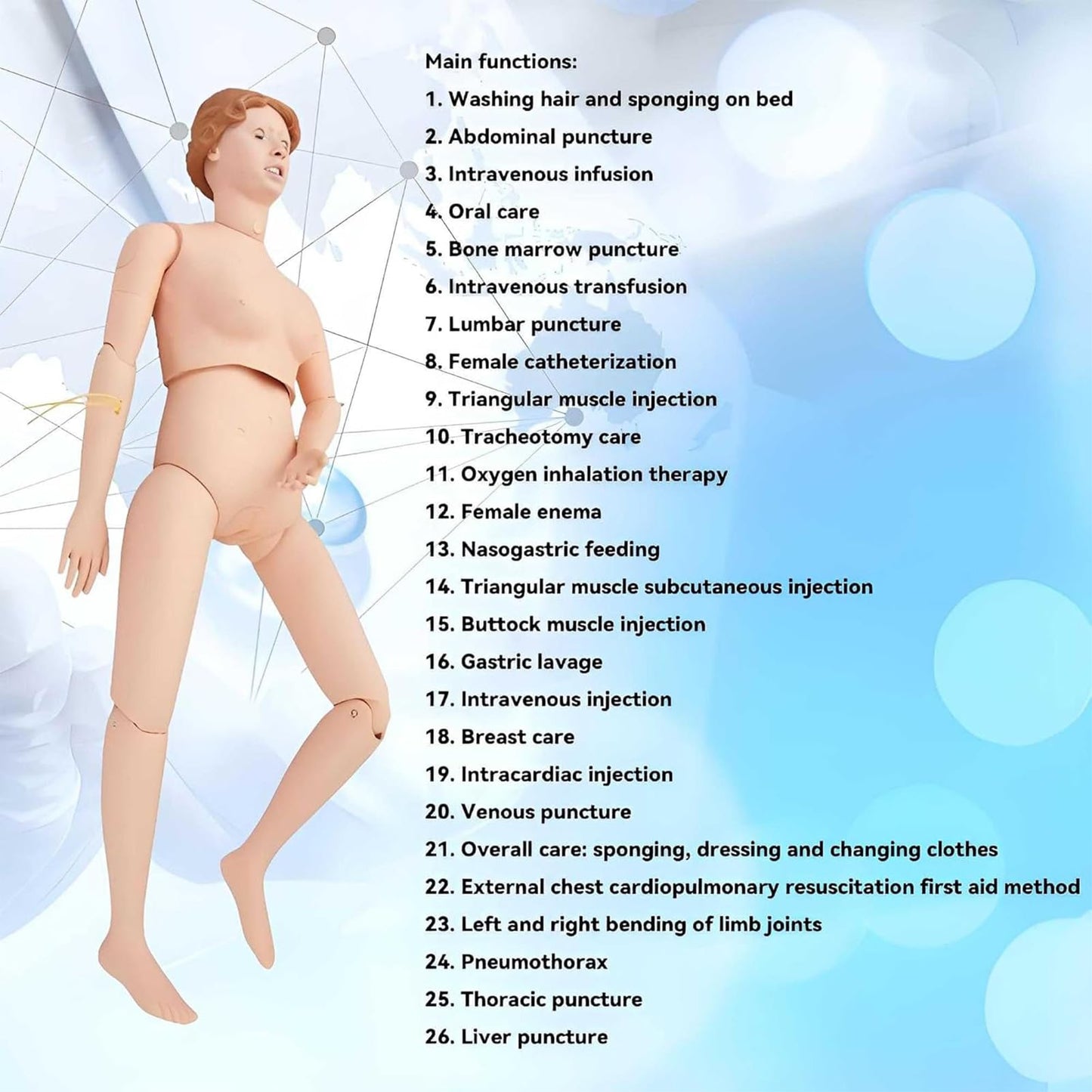 Nursing Skills Training Manikin Medical Mannequin for Training, Medical Mannequin for Training for Clinical Skills Training and Patient Care Teaching Education Pratice (Male)(Female)