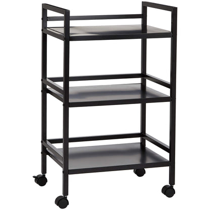 Amazon Basics 3-Tier Metal Rolling Utility Cart, Storage Organizer, Multifunctional Storage, Mobile Shelving, Black