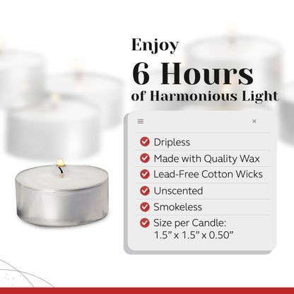 400 Pack Tealight Candles in Metal Cups - Clean White Unscented with 6 Hour Long Burning Time - Votive Candles Bulk for Romantic Dinner, Weddings, Spa & Hotels by PARNOO