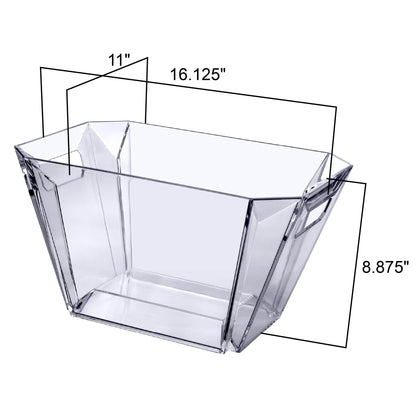 Amazing Abby - VinoVista - Acrylic Wine Chiller Bucket with Easy-Carry Handles, Plastic Party Tub, Clear Champagne Cooler, 2-Gallon Capacity for 6 to 8 Bottles, Shatter-Proof, Stackable, BPA-Free