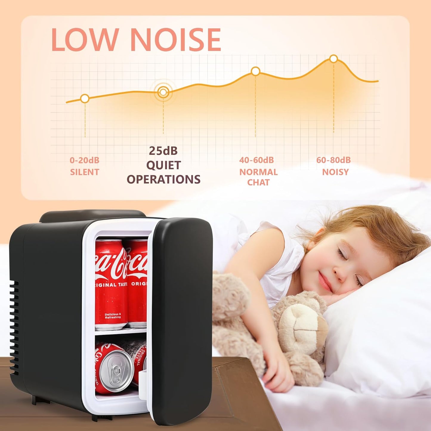 EUHOMY Mini Fridge, 4 Liter/6 Cans Portable Cooler and Warmer for Skin Care, Cosmetics, Beverage, 4L Makeup Mini Fridge