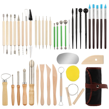 42 PCS Pottery Tools, Clay Sculpting Tools Kit, Clay Tools for DIY Handcraft Modeling Carving Trimming, Molding, Shaping(with Storage Bag)