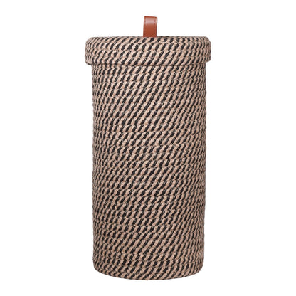 Toilet Paper Holder, Boho Decor Toilet Paper Storage Stand for Bathroom,Cotton Handmade Woven Paper Basket for Mega Roll,3 Rolls of Toilet Tissue Storage (Black)