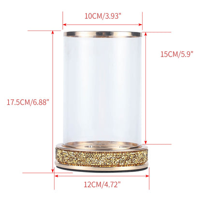 Pillar Candle Holders Set of 2,Hurricane Candle Holders,Candlesticks Holder With Glass Hurricane Lid,Metal Candle Holder For Coffee Dining Table, Wedding, Christmas, Home Decoration,Gold Candle Holder