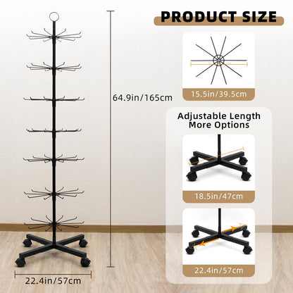 ANBOXIT Retail Display Stand, Rotating Display Rack for Earring Keychains Jewelry Vendor Events & Stores, 7 Tier Movable and Adjustable 1 PCS - Black