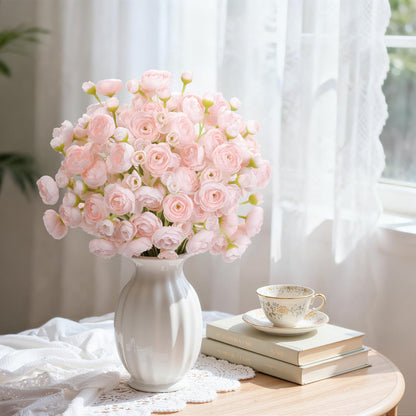 Alupssuc 30Pcs Ranunculus Artificial Flowers Faux Silk Mini Ranunculus, Spring Flowers Artificial Indoor for DIY Bouquets, Bulk Fake Wedding Filler Flowers for Bride Shower Decorations, Shabby Blush
