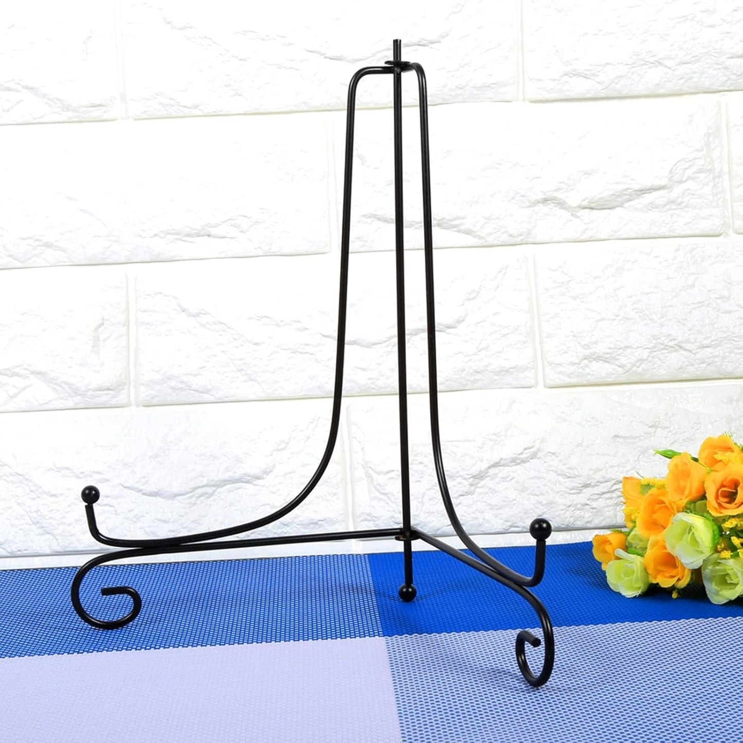 12 Inches Black Iron Plate Stand, Foldable Picture Stand for Display, Photo Stand for Decorative Plates, Frames, Books