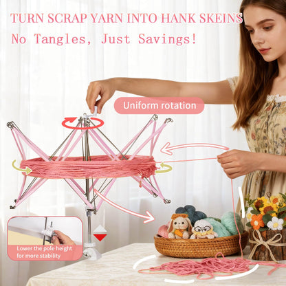 SPEENSUN Yarn Winder and Swift Combo, Efficient 3.5 OZ Yarn Cake Maker, Adjustable Angle/Height Yarn Swift Turn Loose Yarn into Tidy Skeins, Easy-to-Install Yarn Spinner for Yarns Below Size 5
