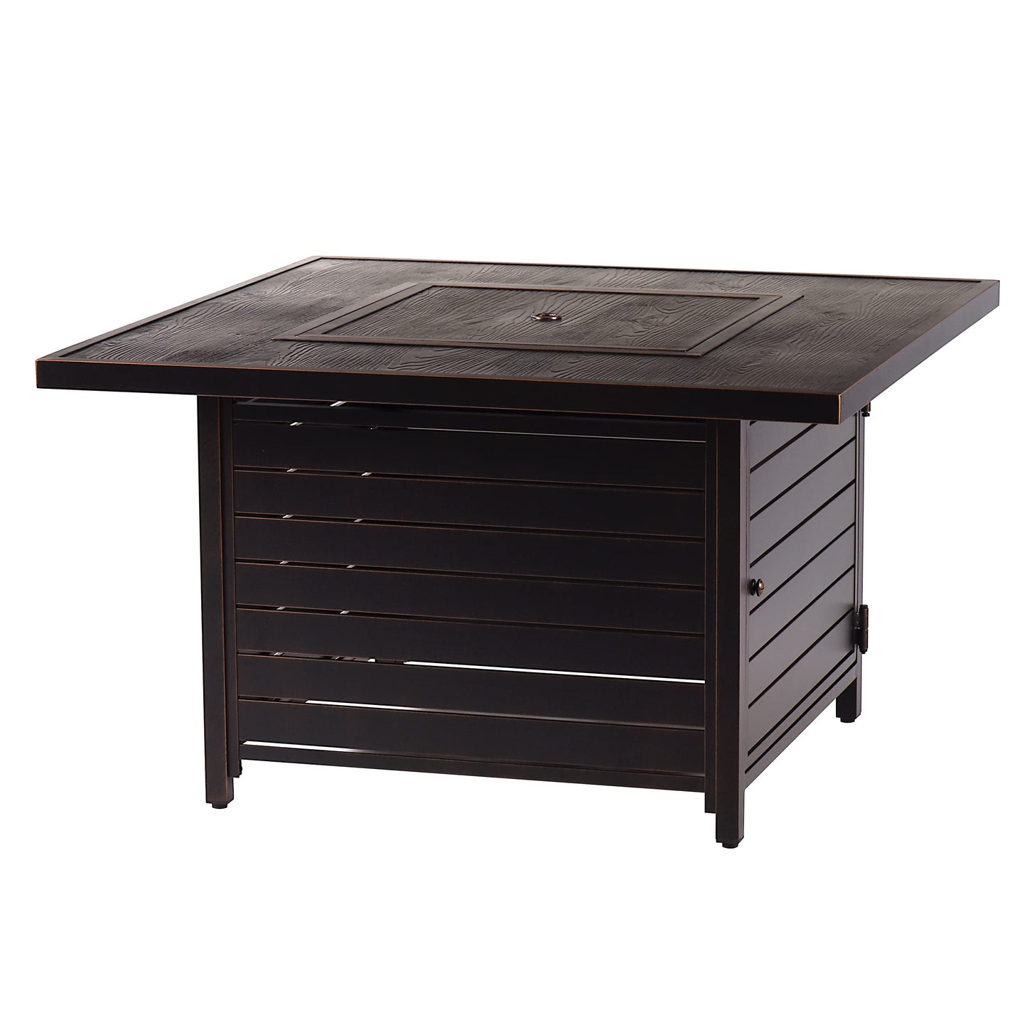 Oakland Living Square 42 in. x 42 in. Aluminum Propane Fire Pit Table with Glass Beads, Two Covers, Lid, 57,000 BTUs in Copper Finish, Black