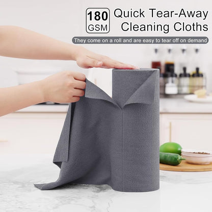 40 Sheets-11.8" 11.8", Homaxy Tear Away Dish Cloths Rolls, X Reusable Washable Dish Towels for Kitchen, Ultra Absorbent