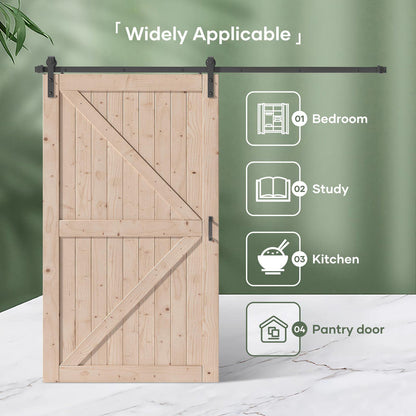 FREDBECK 48in x 80in Sliding Wood Barn Door with 8FT Barn Door Hardware Kit Included K Shape Solid Spruce Panel Sliding Door Double Surfaces Need to Assembly
