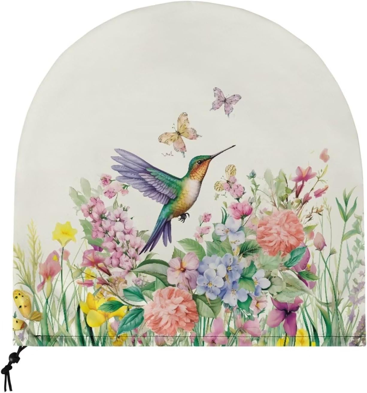Floral Hummingbird Print Lightweight Shop Fan Cover, Removable Dust Cover for Classroom, Easy to Store