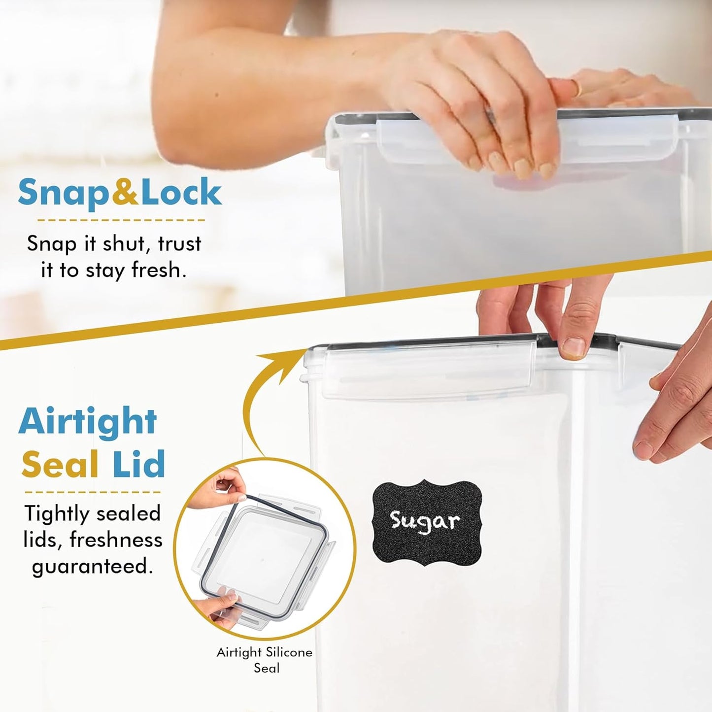 2 (9.5L 321 Oz) Shazo PC | Extra Large Bulk Food Storage Containers with Airtight Lids for Flour, Sugar, Rice, Cereal