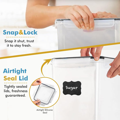 2 (9.5L 321 Oz) Shazo PC | Extra Large Bulk Food Storage Containers with Airtight Lids for Flour, Sugar, Rice, Cereal