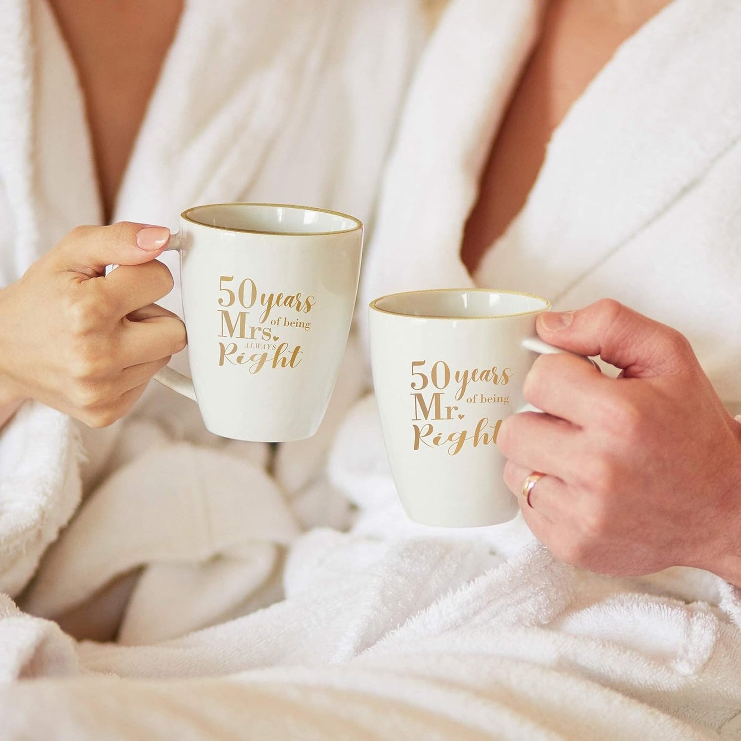 Canopy Street 50th Anniversary Mug Set, Mr. And Mrs. Always Right Coffee Mugs, 15 Ounce