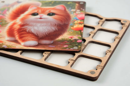 AllAboutEmbroideryUA Wooden Beads Organizer, Beads holder, Diamond painting accessories storage box, Needlework casket, bead keeper, Storage Divider Box (Cat)