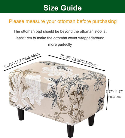 Bottom,46 CRFATOP Ottoman Chair Cover Large Ottoman Chair Slipcovers Solid Rectangle Storage Stool Cover Stretch