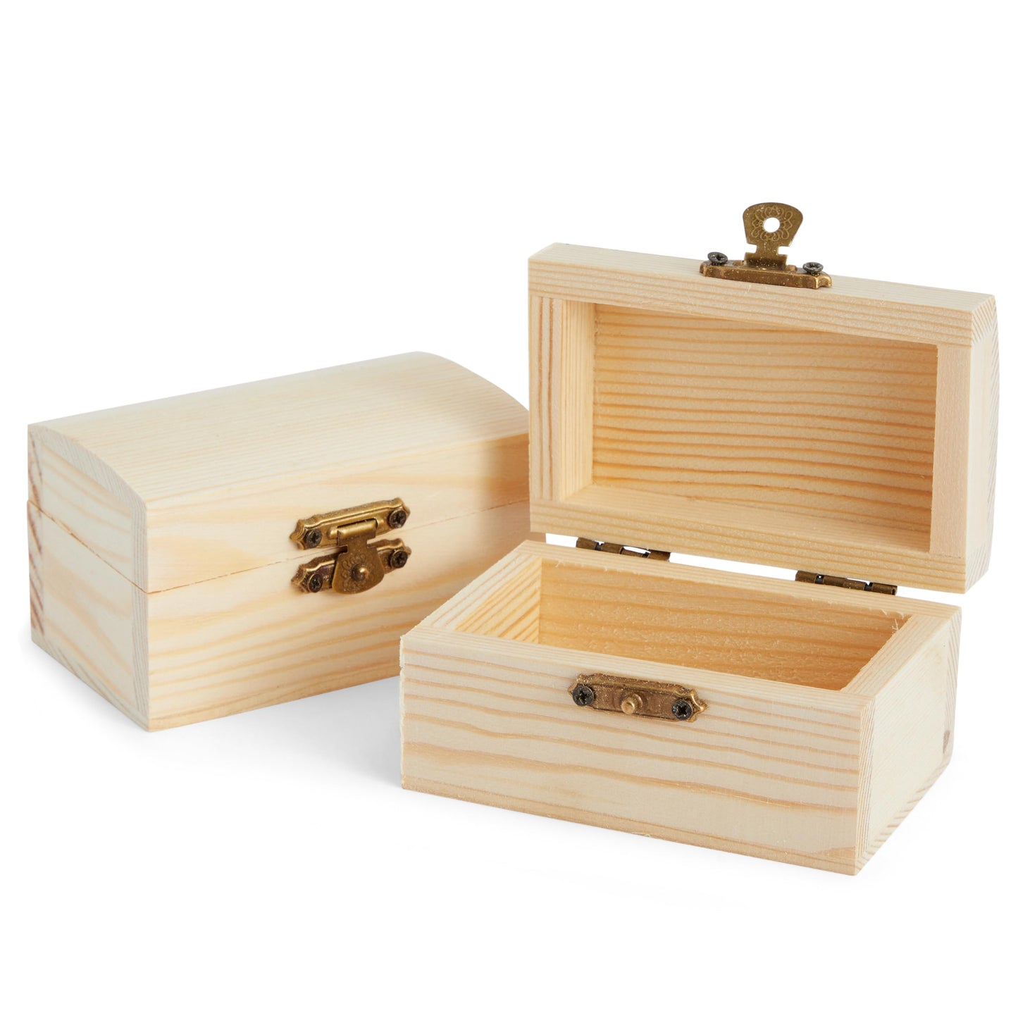 Bright Creations Baby Shower Decorations Mini Unfinished Wooden Treasure Boxes - 3.5 x 2.2 x 2 In, Brown, Pack of 12, Chest Style - Wooden Treasure Chest to Paint & Party Favors