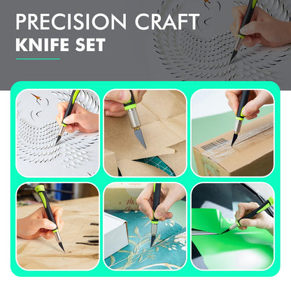 FOSHIO Precision Exacto Knife Set, 2 Pack Craft Knife with Extra 20 Exacto Blades, Hobby Knife Set with Protective Cover Rubber Handle for Crafts, Arts, Stencil, Modeling, Trimming, Carving (Green)