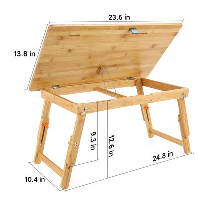 Drawing Table Nnewvante Laptop Desk Adjustable Drafting Desk Foldable Bamboo Bed Tray with Tablet Slot for Adult Kids, Large